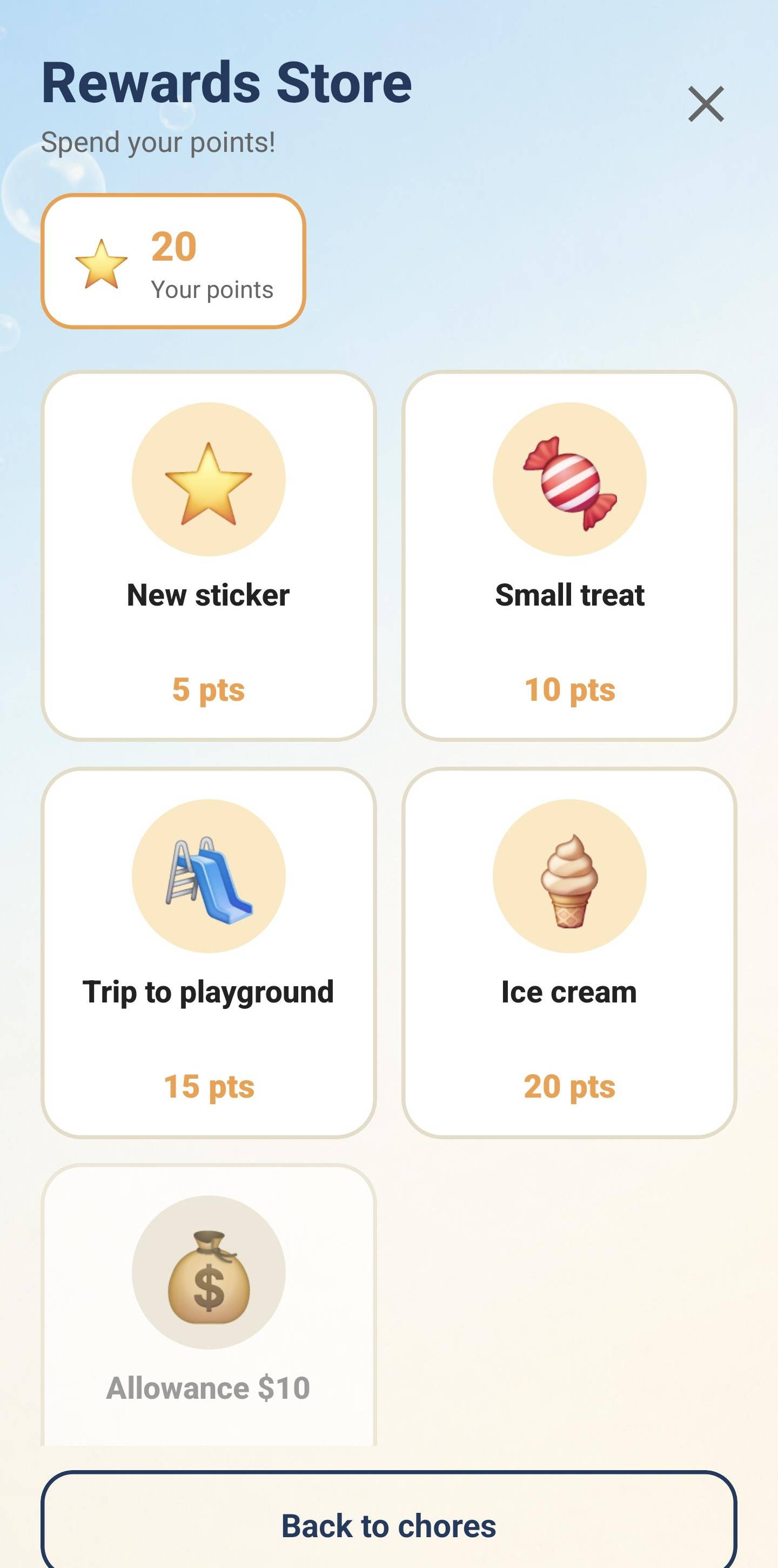 Rewards Store — spend points on rewards