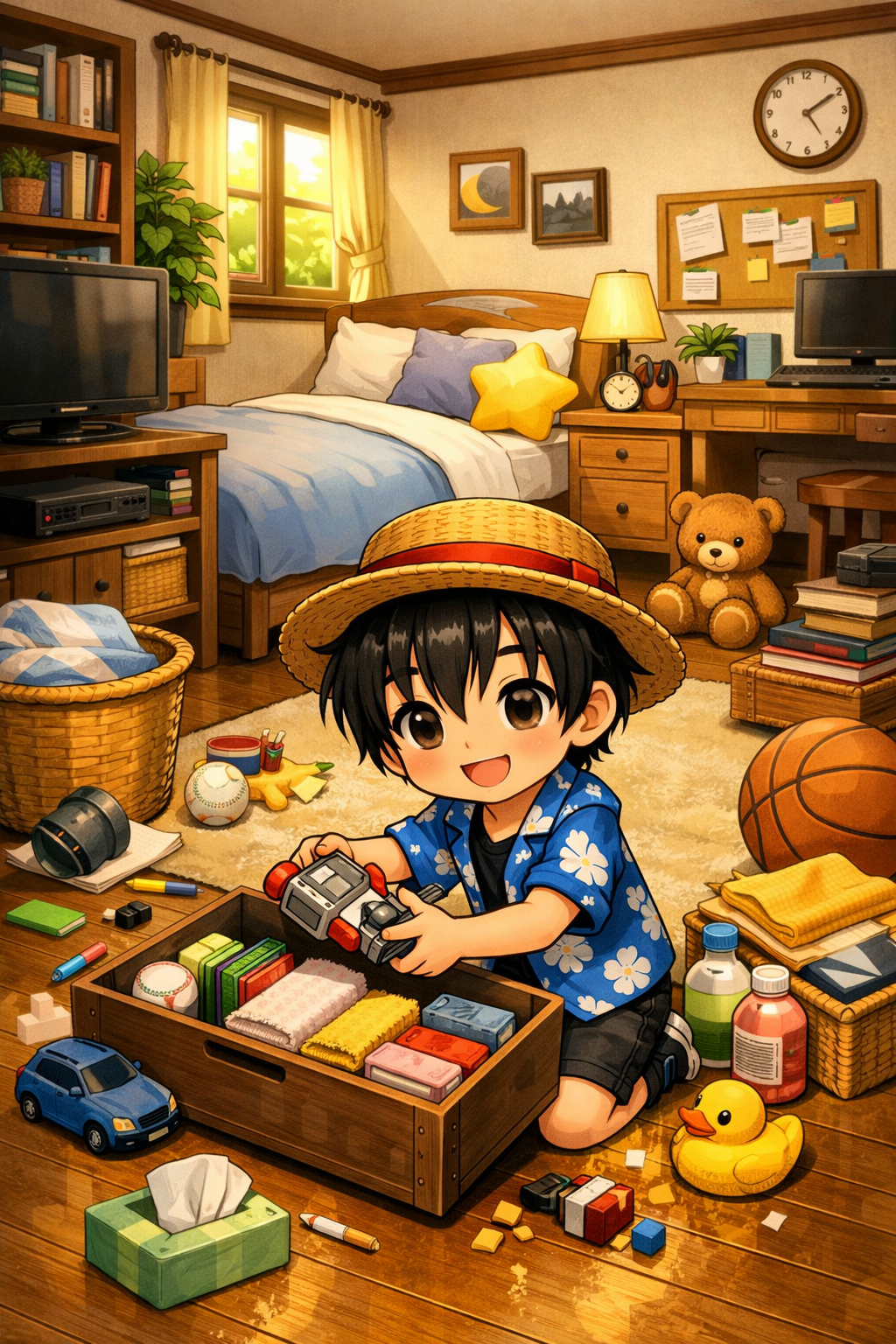 Bedroom scene illustration