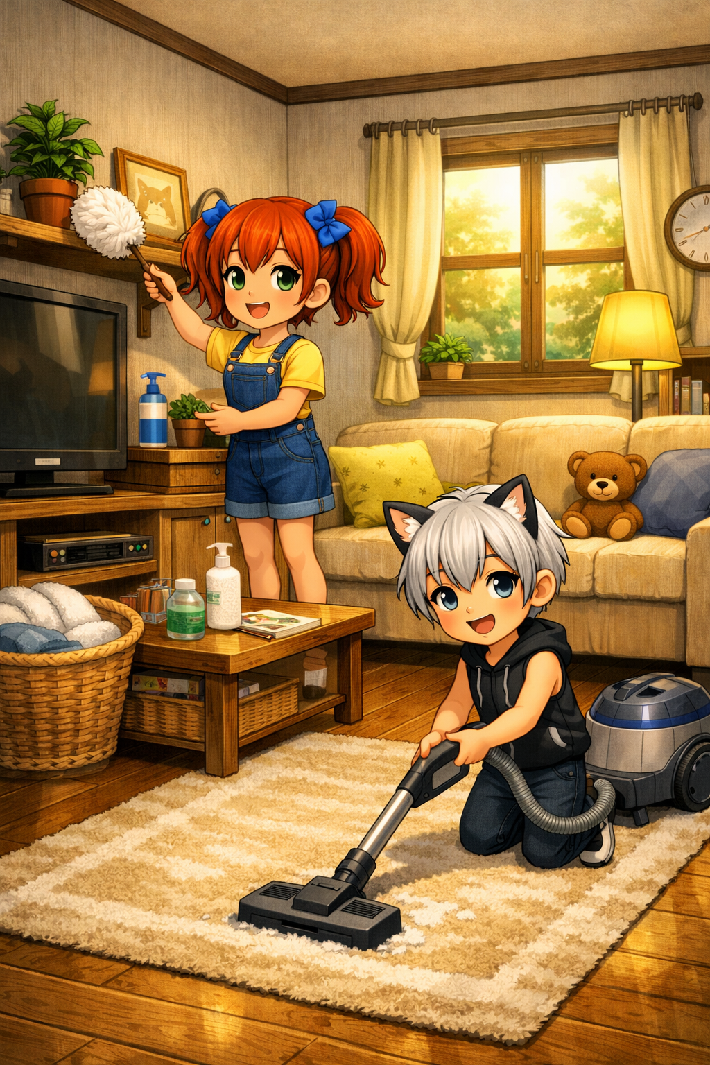 Living room scene illustration